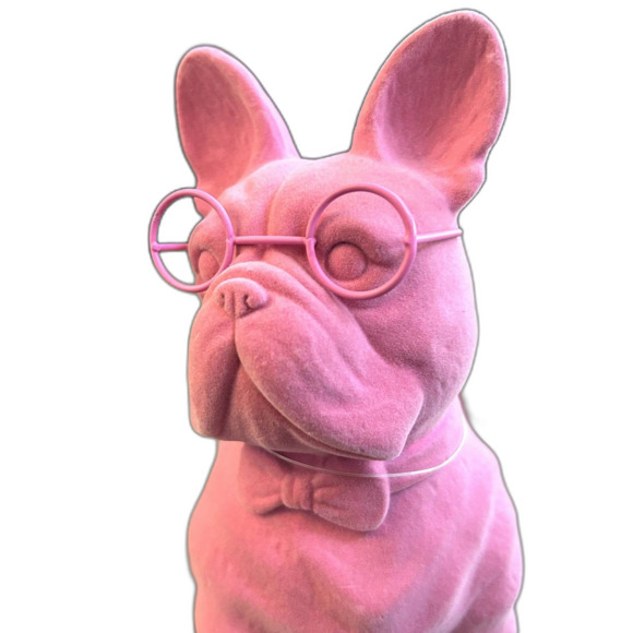 Valentine’s Flocked French 8" Bulldog Figurine In Pink 2024-Spritz Tabletop NEW - Picture 10 of 16